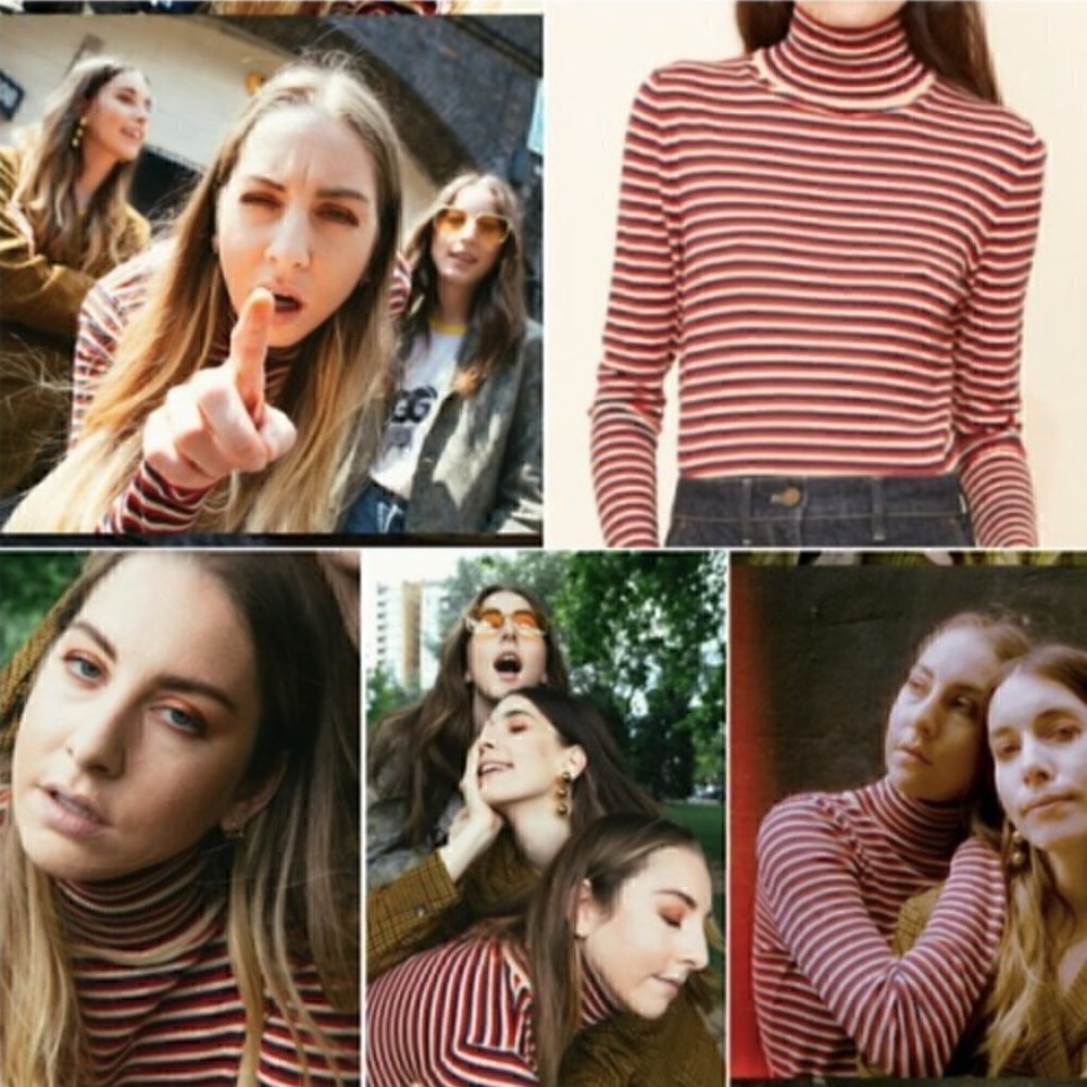 Hesperios Susannah Sweater M Turtleneck Cropped Baby Alpaca Wool Peru Striped